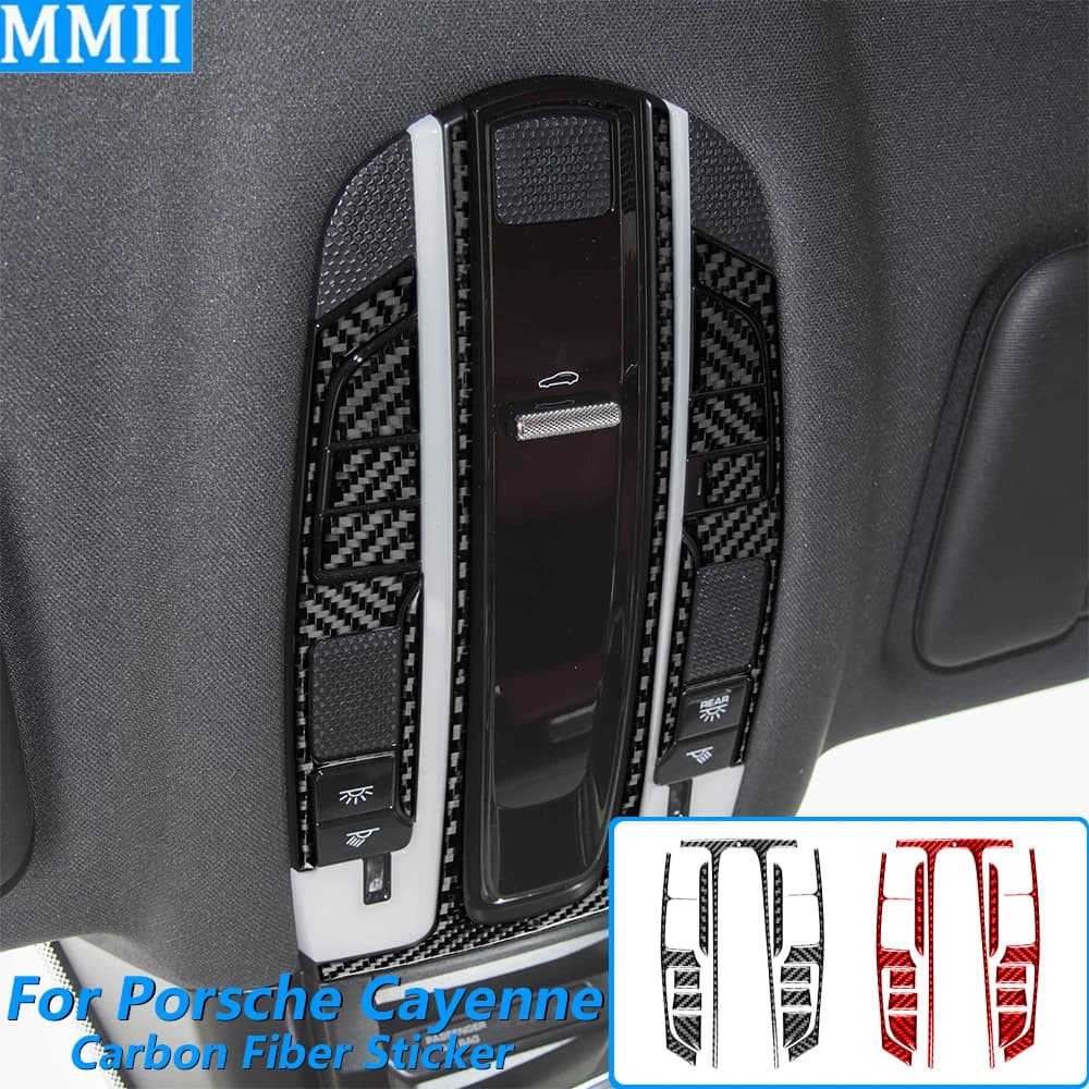 Per Porsche Cayenne 9Y0 9YA 9YB E3 2018-2023, Copertura in Fibra di Carbonio per Pannello Luce di Lettura Anteriore, Accessori Auto, Adesivo