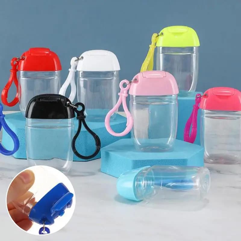 10 Pezzi Contenitore Dispenser Sapone Mini da 30ML, Bottiglie Portatili Ricaricabili Fai-da-te con Gancio, Contenitore Cosmetico per Disinfettante Mani da Esterno