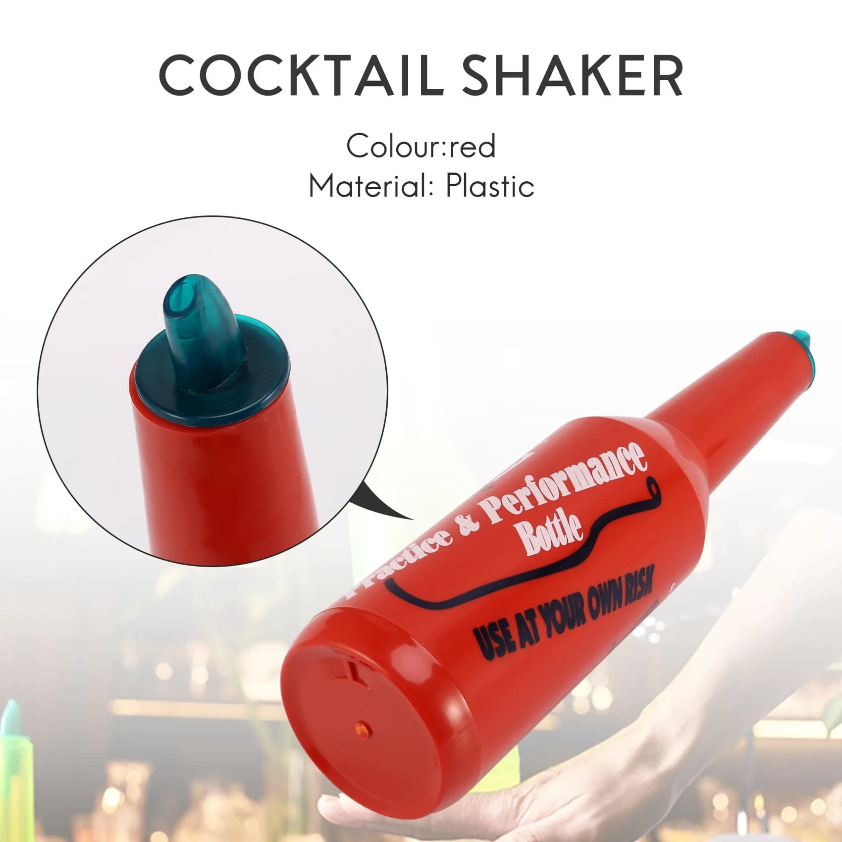 (Trendy) 911UFlair Bottiglia da Pratica per Barman, Shaker per Cocktail e Vino - Rosso