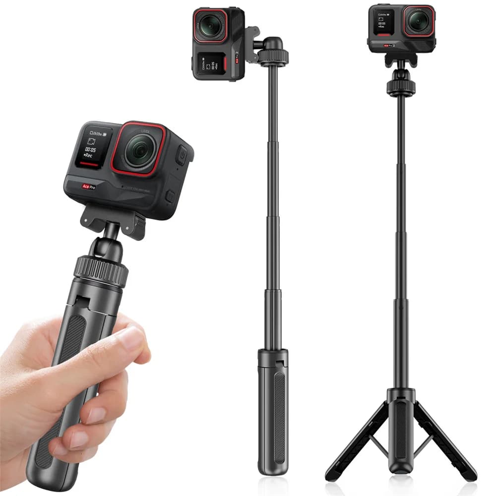 Treppiede magnetico a sgancio rapido per Insta360 ACE PRO/ACE/X4/X5 Selfie Stick telescopico Treppiede per action camera con testa a sfera a 5 sezioni 360