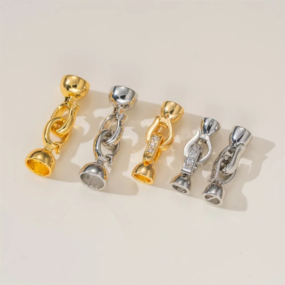 2Pcs 18K Gold Plated Pearl Necklace Connector Fastener For DIY Handmade Necklace Bracelet Accessories Jewelry Making Wholesale