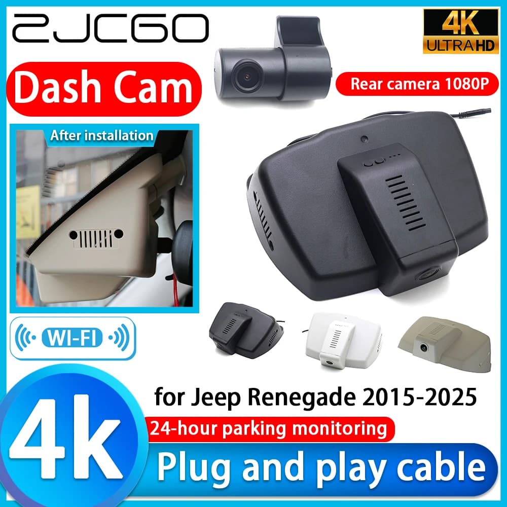 ZJCGO for Jeep Renegade 2015-2025, Dash Cam DVR 4K, UHD 2160P Car Camera with Sony Lens, Monitor Parking 24h, Video Recorder