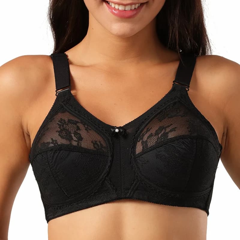 Reggiseno da donna in pizzo a coppa grande ultrasottile senza spugna Reggiseni push up trasparenti Intimo sexy senza fili Reggiseni a coppa 34-46C