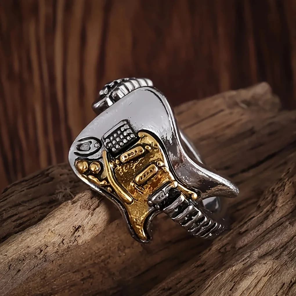 1pc personalized artistic guitar alloy ring, a fashionable, trendy, unique, simple, and beautiful accessory. Suitable for everyd