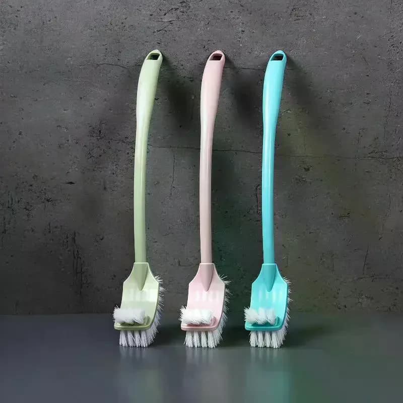 Curved Toilet Brush With Stiff Dense Bristles Nonslip Long Handle Perfect For Household Bathroom Deep Cleaning Scrub