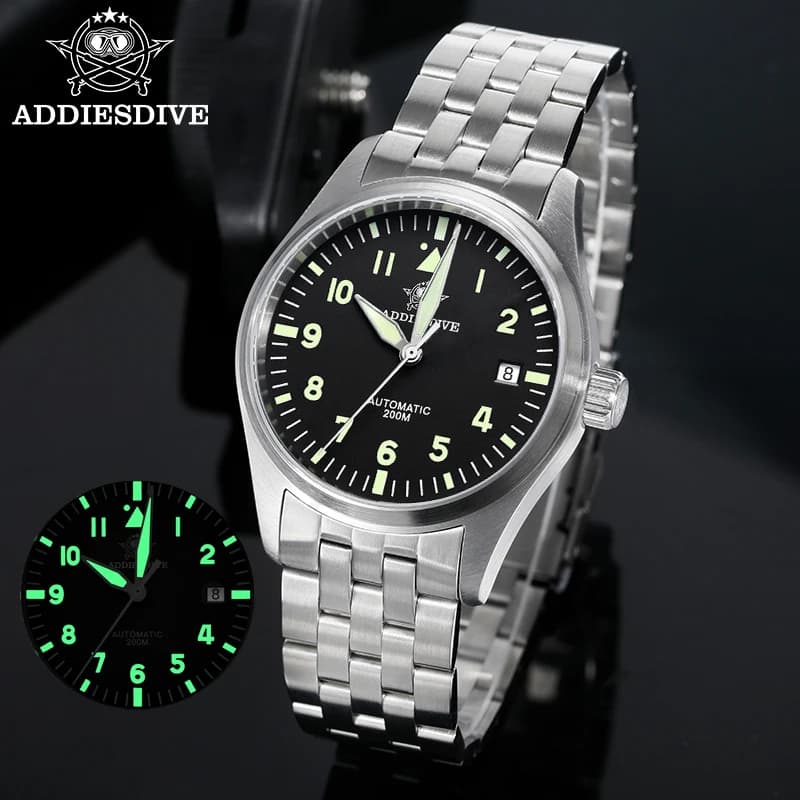 ADDIESDIVE Orologi da uomo Luxury Business Leisure Orologio meccanico automatico da uomo Fluorescente impermeabile 8215 Acciaio 316L