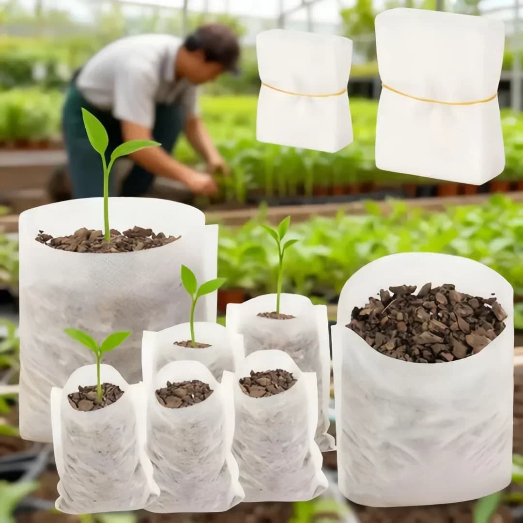 100pcs Non-Woven Plant Nursery Bags Pots Flowers Fruit Tree Seedling Biodegradable Fabric Pouch for Vegetable Seed Cultivation