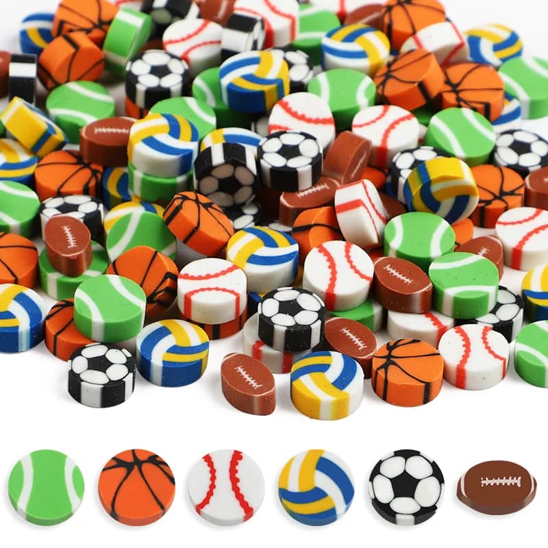50/100 Gomme da Cancellare a Tema Sportivo, Mini Gomme da Cancellare a Tema Basket e Calcio per Feste di Compleanno per Bambini, Riempitivi per Pinata, Regali per la Classe