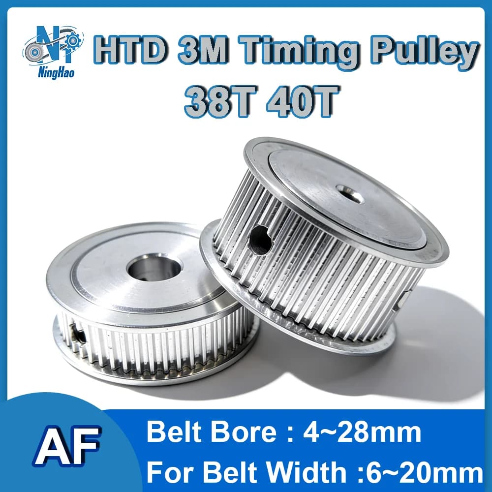 Puleggia HTD 3M 38T 40T, Puleggia di Sincronizzazione con Foro da 4 a 28mm, Larghezza Cinghia 6mm 10mm 15mm 20mm, Puleggia AF HTD3M a 38/40 Denti, Ruota Sincrona
