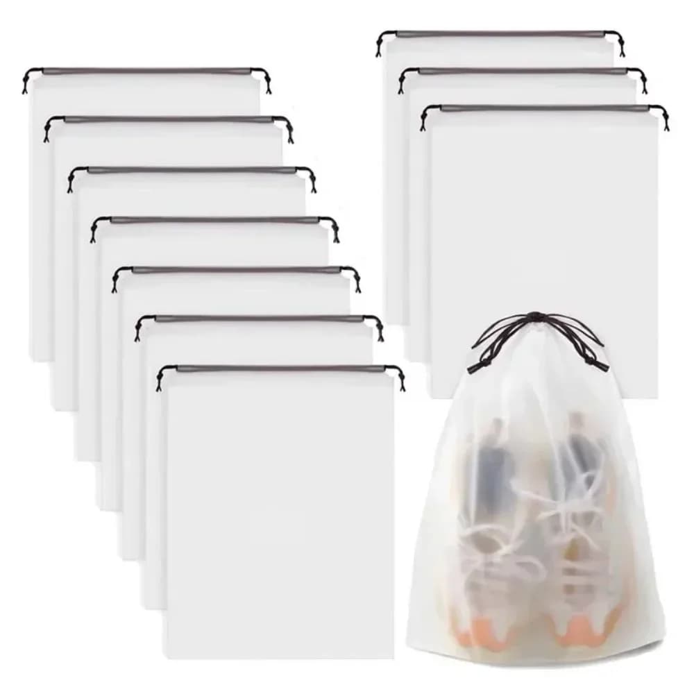 1/5/10/20 Pezzi Sacchetto Portatile con Coulisse per Scarpe, Borsa da Viaggio per Oggetti Vari, Borsa per Trucchi Impermeabile Trasparente in Plastica