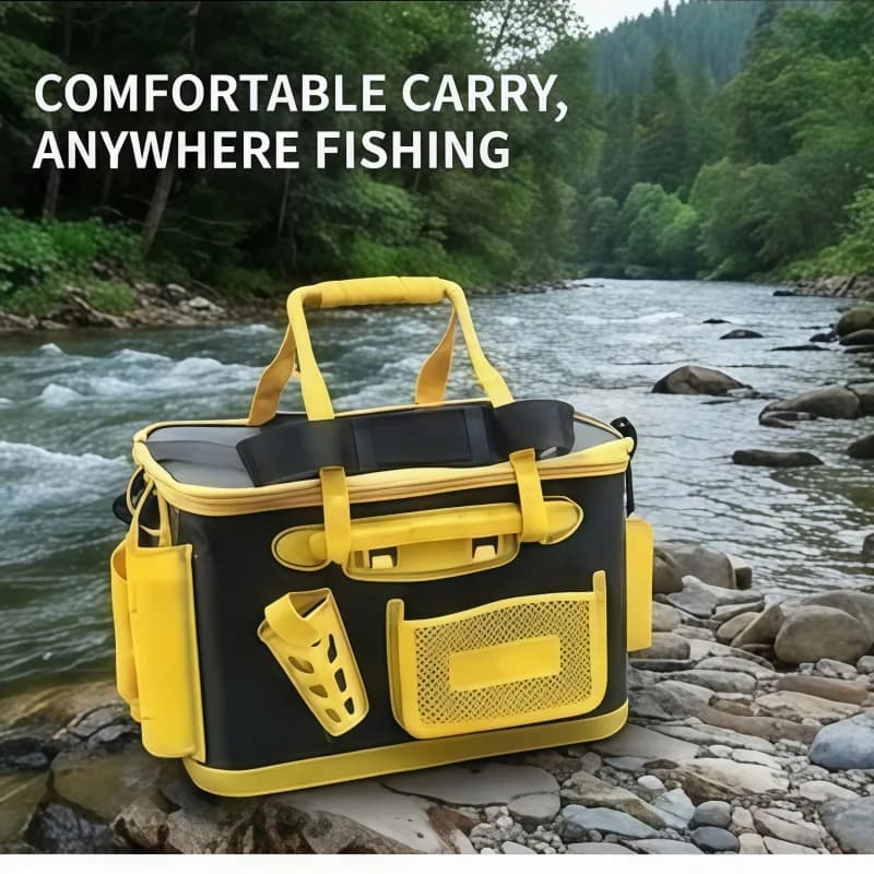 Portable EVA Fishing Storage Bag Waterproof Multifunction Tackle Box Rod Bait Reel Holder Camping Outdoor Live Fish Lure Pouch