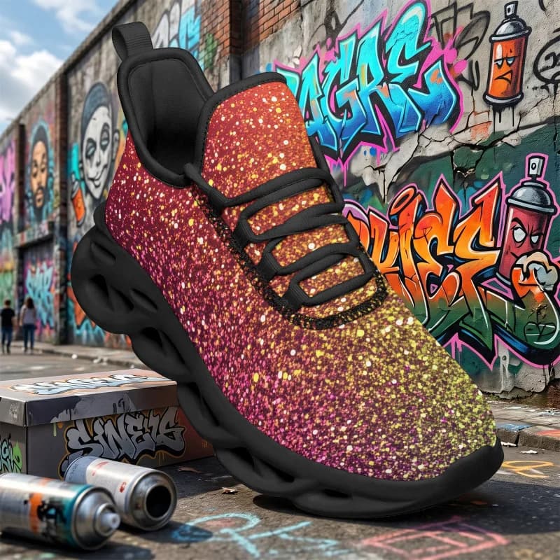 Women's and Men's Dazzling Sunset Shiny Wide-Fit Casual Shoes，Fashionable loafers，Breathable walking shoes，Comfortable running s