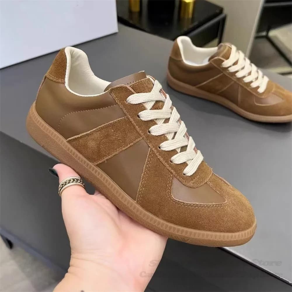 Scarpe Sportive Classiche Estive Traspiranti con Blocchi di Colore, Scarpe Casual in Pelle alla Moda, Scarpe Basse con Lacci per Uomo, Scarpe da Allenamento Tedesche