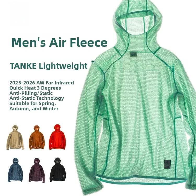 T-shirt Termica in Pile a Maniche Lunghe da Uomo per Sport Outdoor, Leggera in Poliestere, Antistatica e Anti-pilling, con Cappuccio Integrato