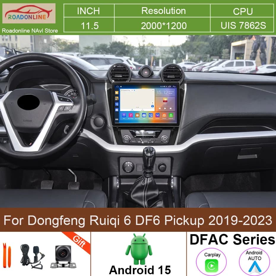 Autoradio GPS Android 15 con Schermo 2K da 11,5 Pollici, Lettore Multimediale per Dongfeng Ruiqi 6 DF6 Pickup 2019-2023, 4G WIFI