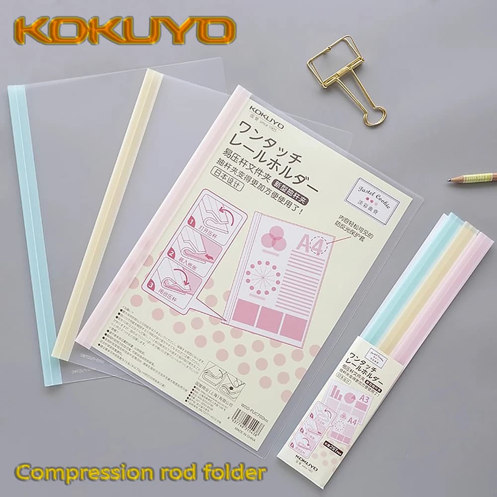 3 pz/set Giappone KOKUYO Pull Rod Cartella Esame Clip di Stoccaggio Carta A4 Accessori Per Ufficio Cartella di File Scrivania Organizzatore di Cancelleria