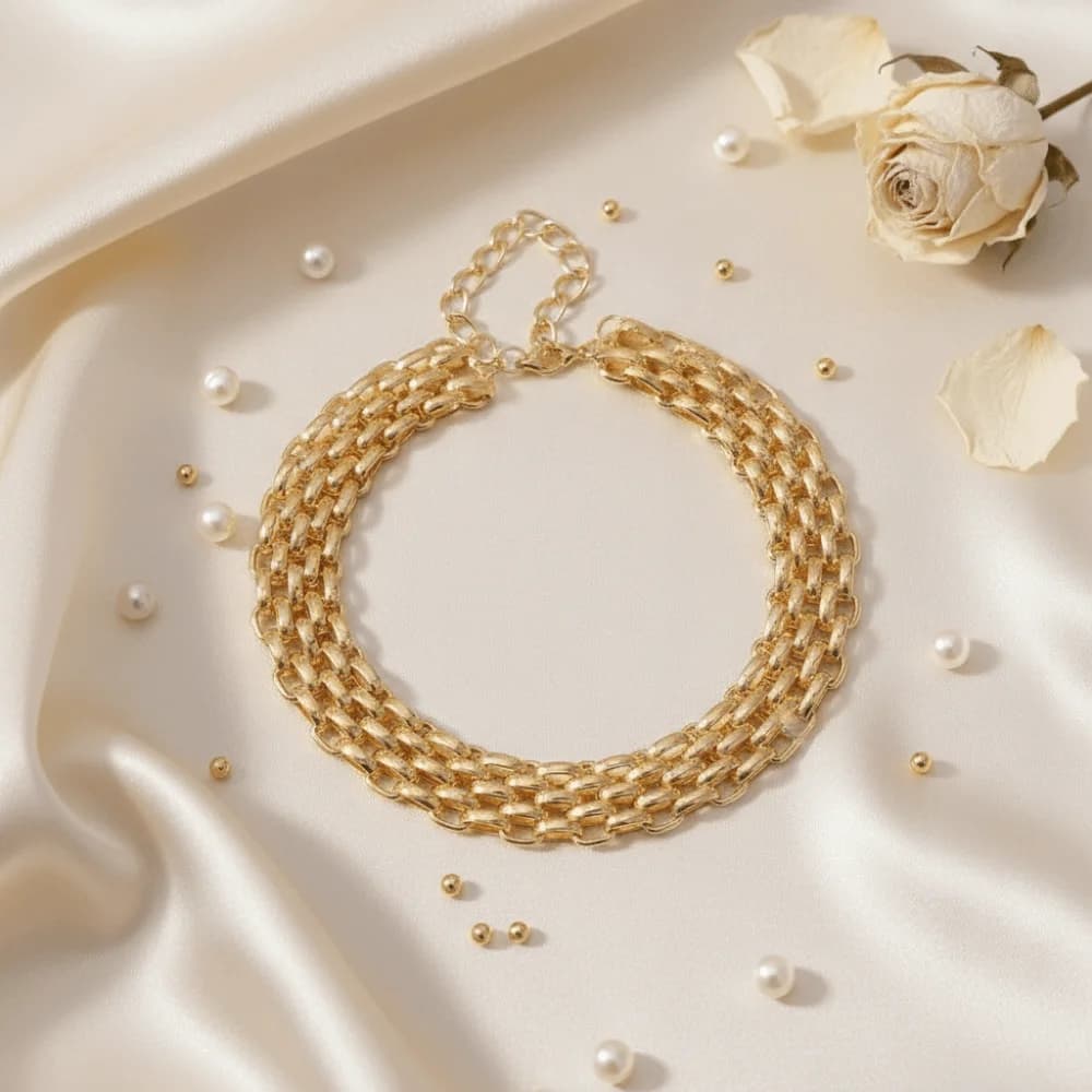Metal Chunky Chain Choker Vintage Twisted Lock Layered Collar Necklace Temperament Personality Exaggerated Necklace Boy
