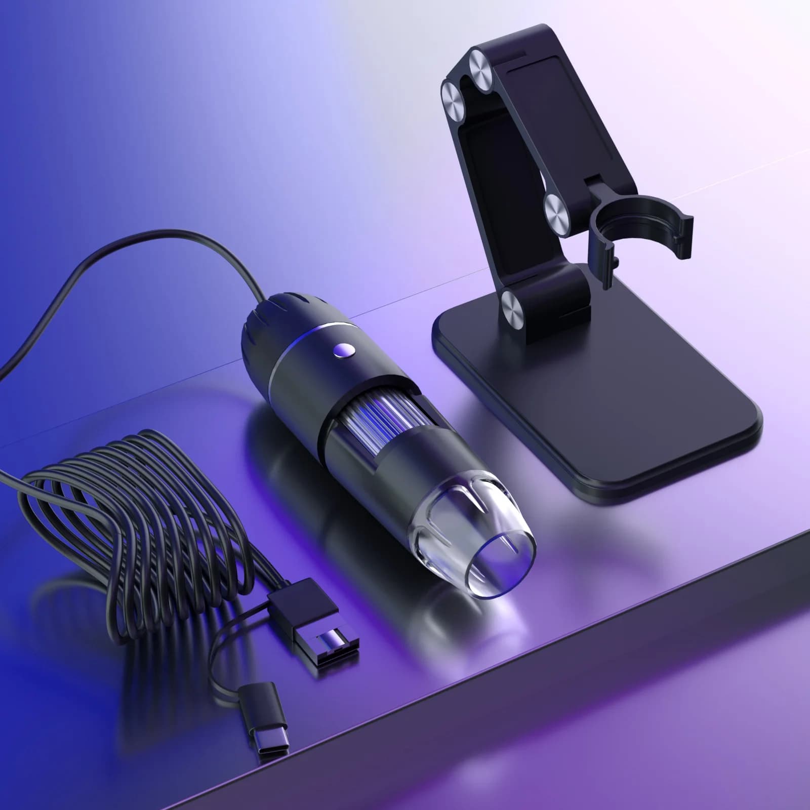 Microscopio USB tre in uno con ingrandimento 1600X per telefoni Android, computer e microscopi digitali per uso generale