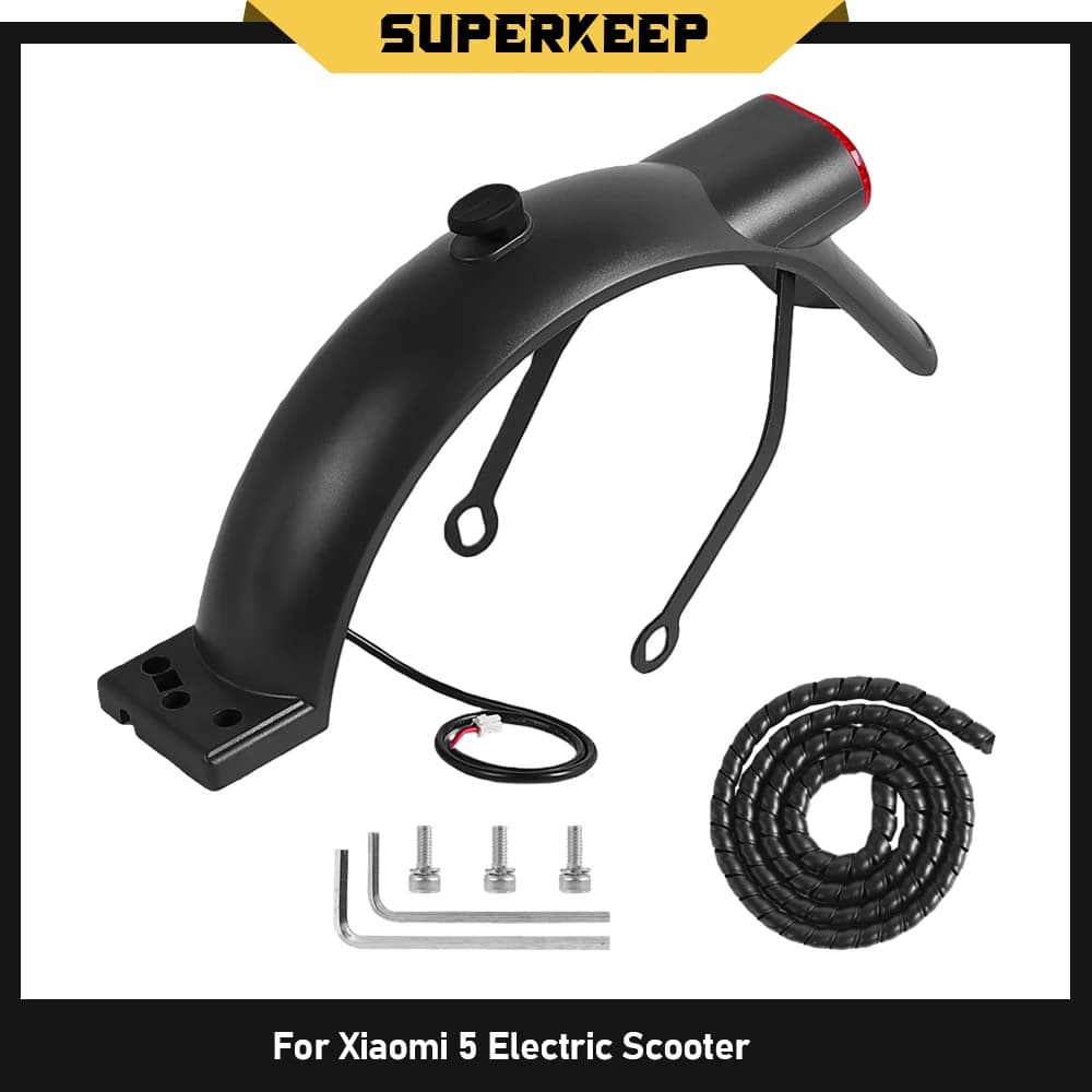 Parafango Posteriore per Monopattino Elettrico Xiaomi 5, Set Parafango, Protezione Antispruzzi, Organizzatore Cavi, Tubo Avvolgicavo, Supporto Luce Posteriore