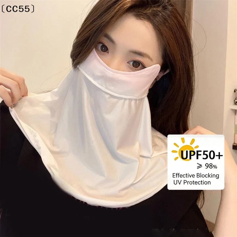 Ice silk summer mask with UV sunscreen for face and neck, with visor, for cycling, hats and caps of sun protection