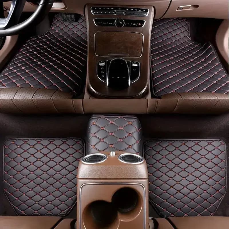 5 pezzi Tappetini per auto in pelle impermeabili Protezione universale per poggiapiedi per auto Accessori per tappeti interni per automobili Interni