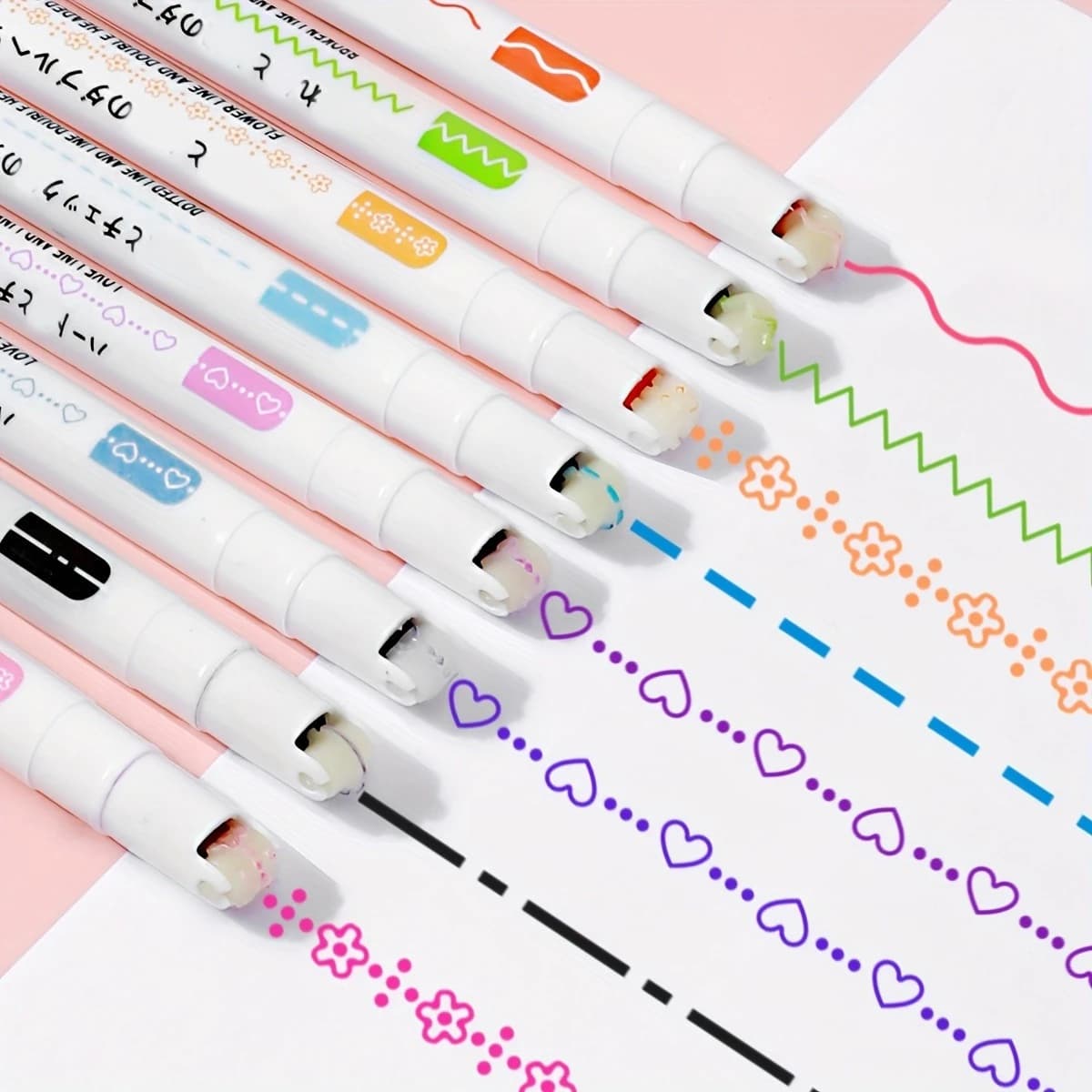 Penna curva colorata a doppia estremità ad asciugatura rapida da 8 pezzi, penna fluorescente, pennarelli creativi di cancelleria Natale Halloween