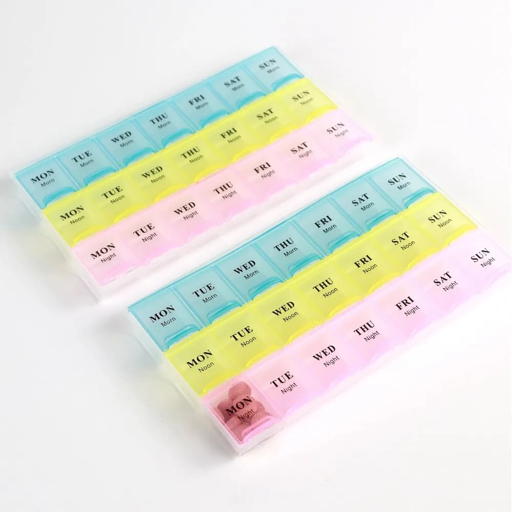 New Cases for Large Weekly Portable Travel Pills Box for 7 Days Organizer 21 Grids 3 times daily for vitamins Fish Medicine