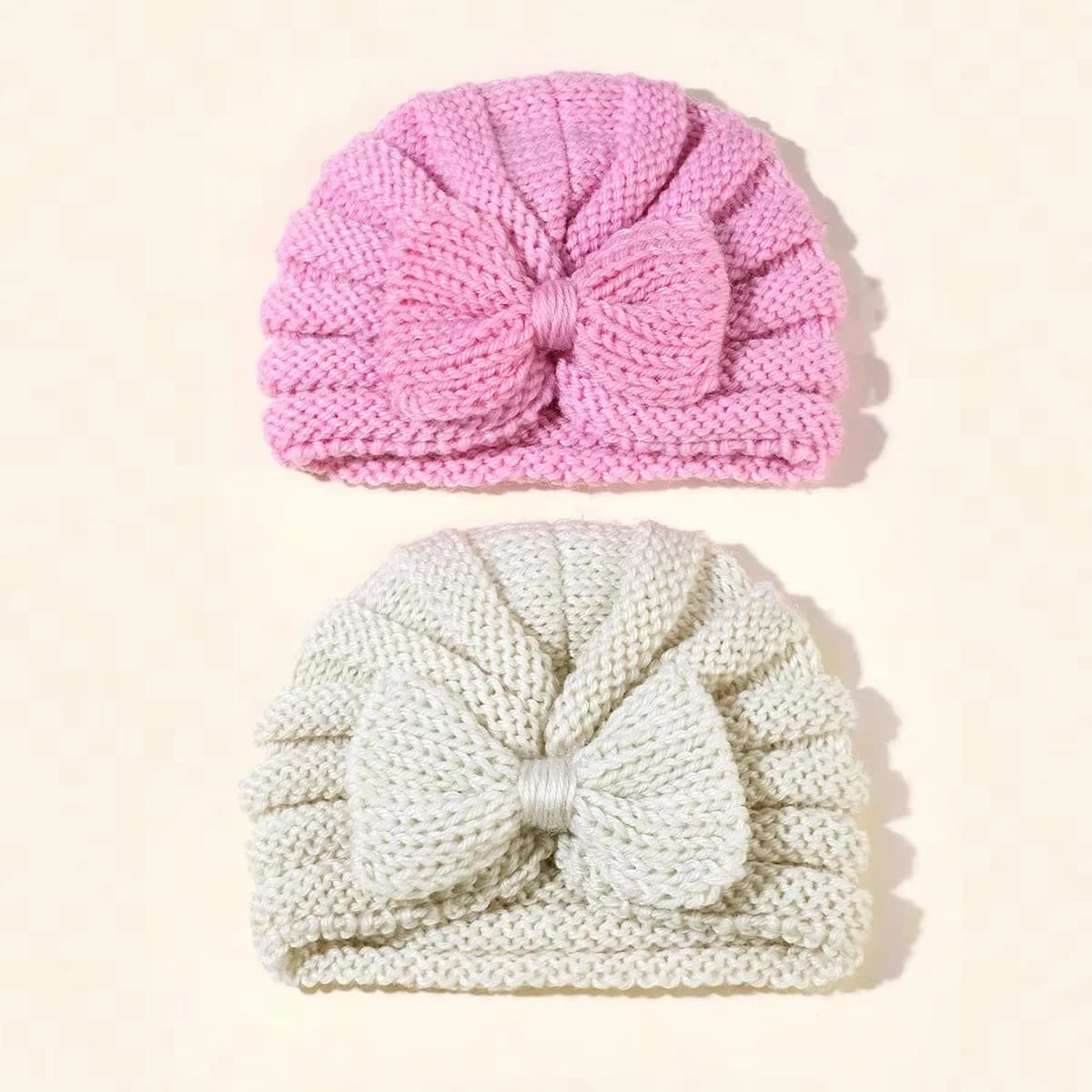 Cappello Invernale per Neonati con Strisce Termiche, Turbante Carino con Fiocco all'Uncinetto, Accessorio per Capelli per Fotografia, Regalo per Neonati