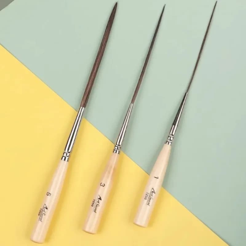 3pcs/set Long Hair Drawing Pen Art Supplies Artist's Painted Oil/Watercolor Painting Fill Corner Edge Creation Paint Brushes
