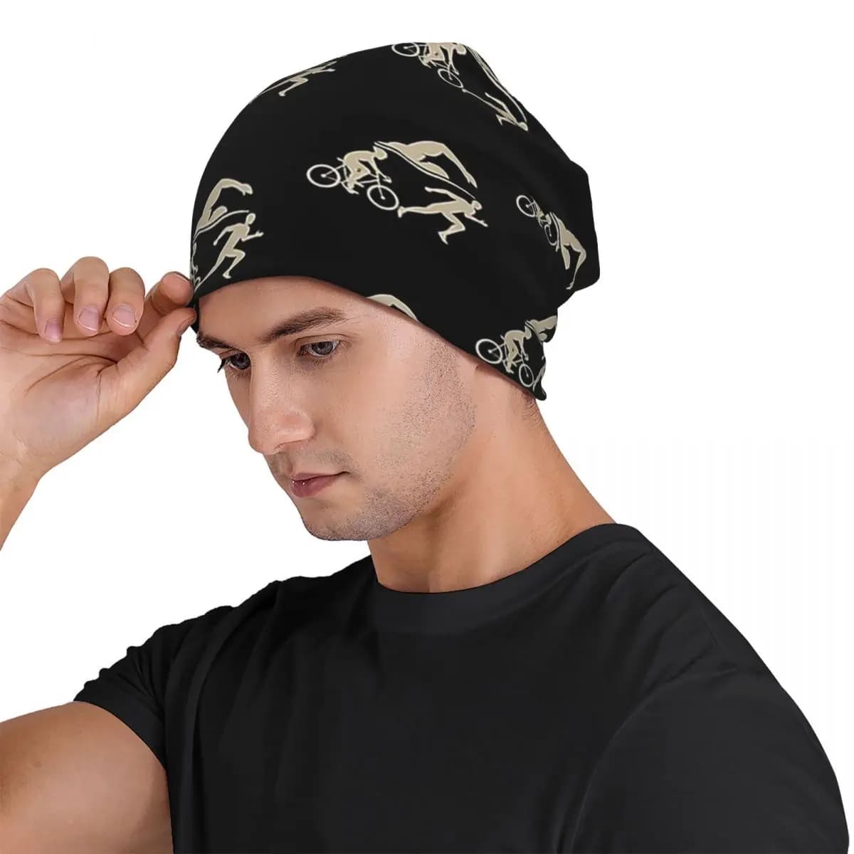 Triathlon - Swim Bike Run Triathlete Men Women Adult Beanies Caps Knitting Bonnet Hat Warm Hip Hop Autumn Winter Skullies Hats