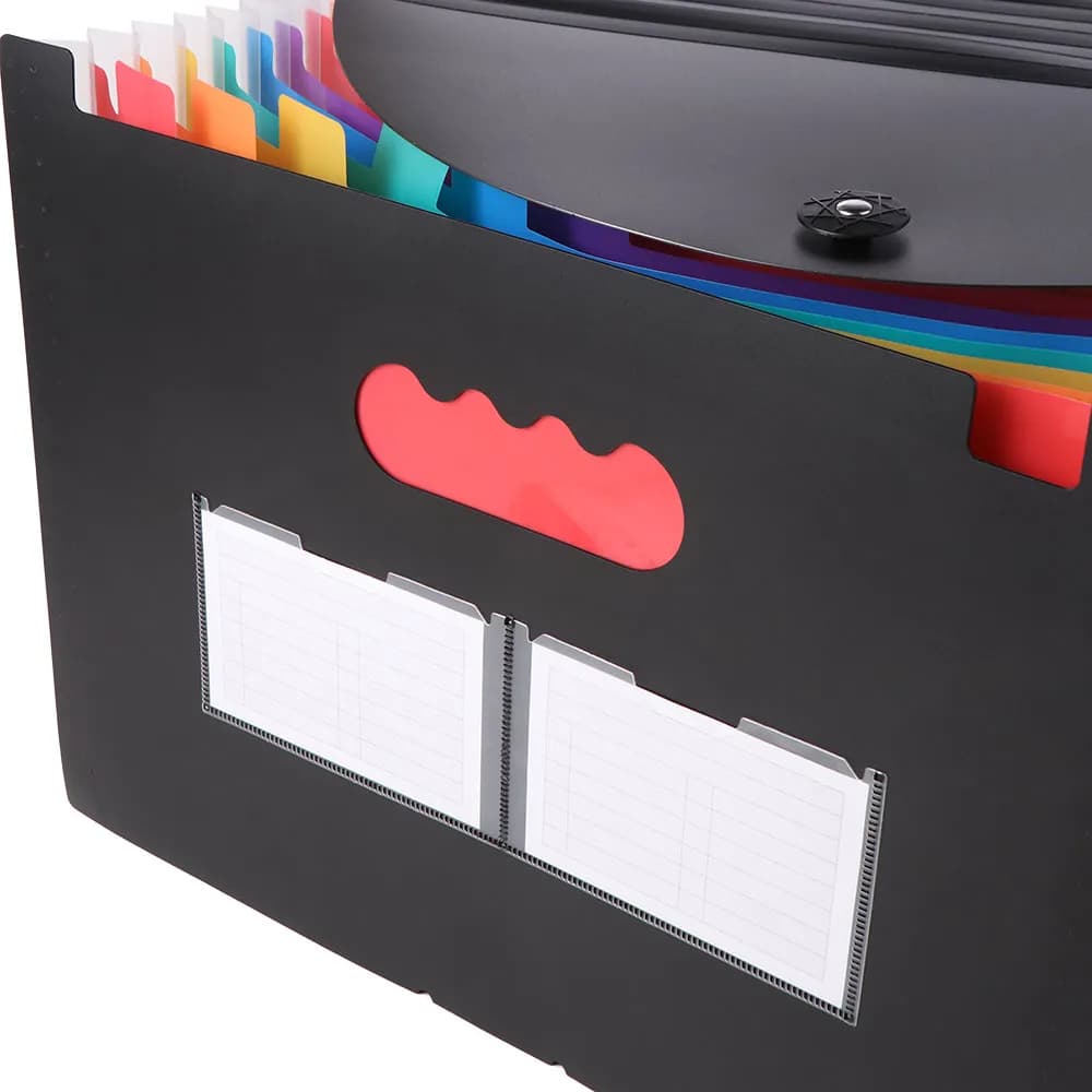 Organizzatore Portatile per Documenti con 25 Tasche, Scatola Espandibile in Plastica Arcobaleno, Cartella Multiuso A4 per Forniture Artistiche e Cancelleria