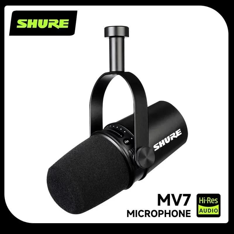 Shure MV7 Hybrid USB/XLR Dynamic Microphone Outdoor Live Selectable Frequency Response Built-in Sound Card Microphone Shure MV7