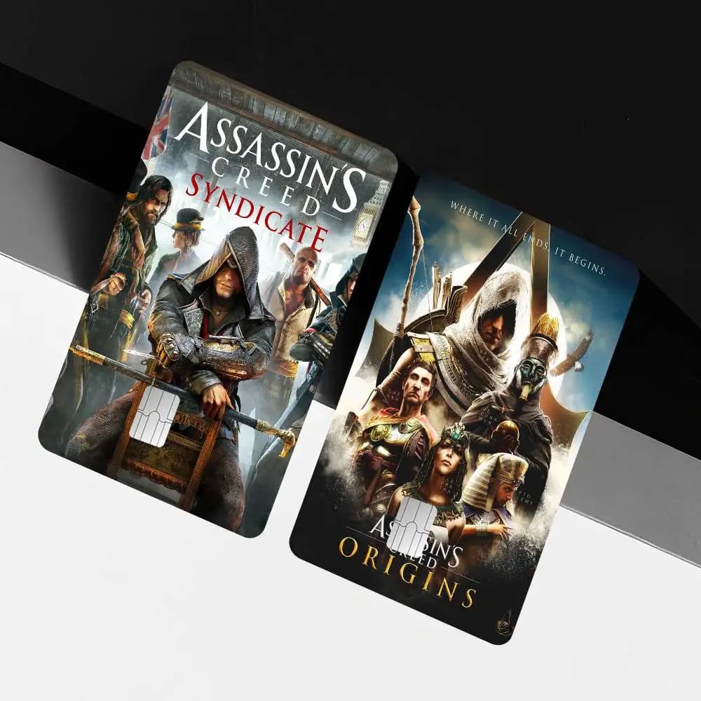 Set di 4 Adesivi Divertenti per Carte di Credito e Debito, Tema Assassin's Creed Anime, Ultra Sottili e Resistenti allo Sbiadimento