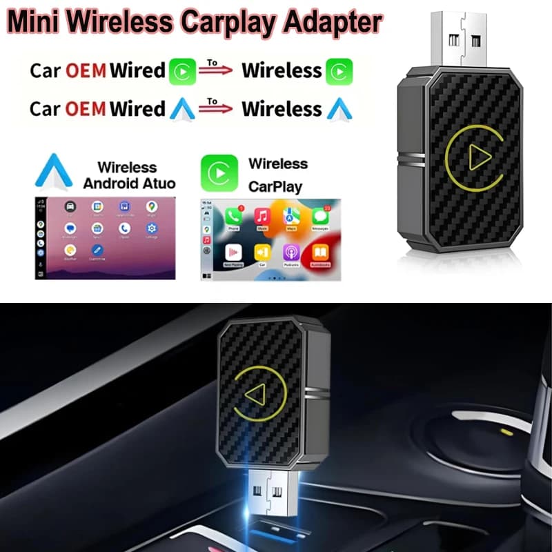 2 in 1 NEW Wireless CarPlay Android Auto USB Adapter Dongle Smart Mini Box Bluetooth Wifi Plug And Play for OEM Car Stereo