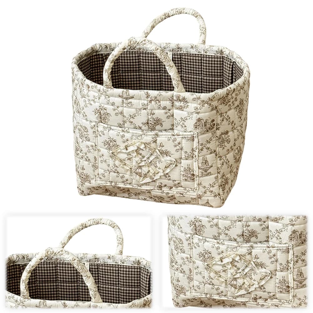 Cesto portaoggetti in tessuto con manici, borsa organizer per detriti, contenitore per biancheria, per scaffali, armadi, lavanderia, casa, ufficio, decorazione