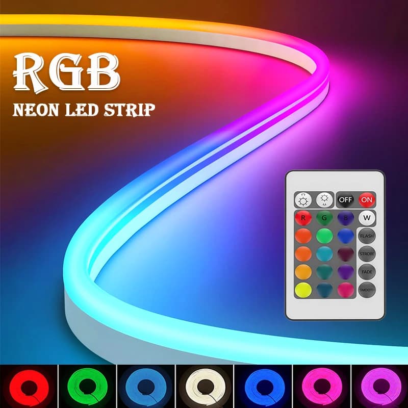 Luci al neon a LED USB, strisce luminose a LED RGB con telecomando, strisce luminose a LED flessibili che cambiano colore, luci al neon da gioco 5V