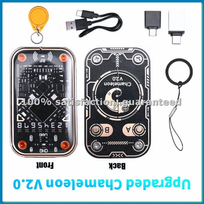 Lettore di Chip RFID Chameleon V2.0 + Emulatore di Carte Smart con Portachiavi UID, Duplicatore NFC 125K 13.56M IC ID Decode-A22U