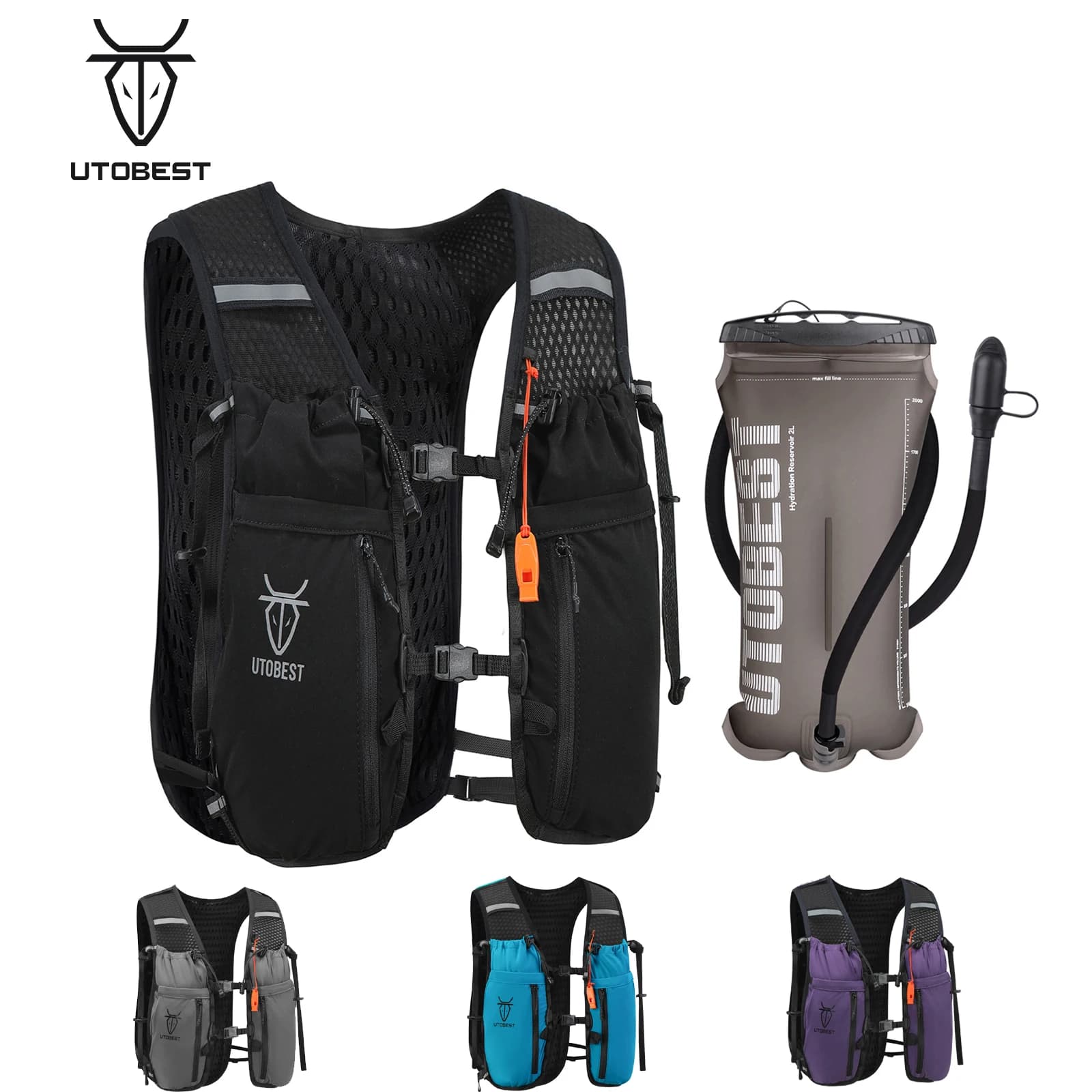 UTOBEST Trail running backpack 10 liters ultralight water vest with 2 liters water bladder for outdoor excursions marathon