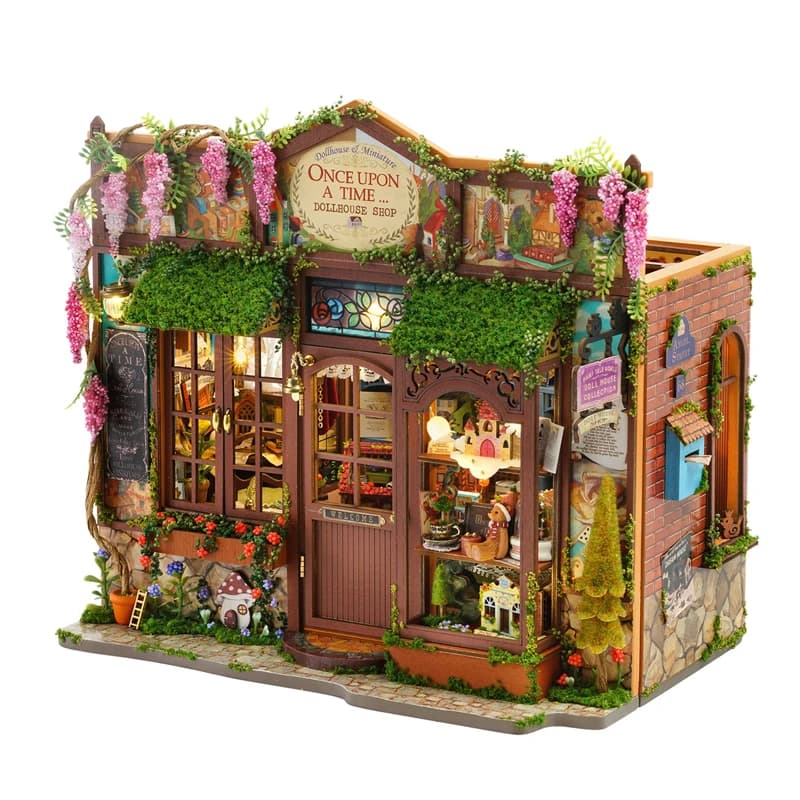 Miniature in legno fai-da-te Casa delle bambole Figurine fatte a mano Fermalibri Puzzle 3D Case assemblate con mobili per gli amici Regalo di Natale