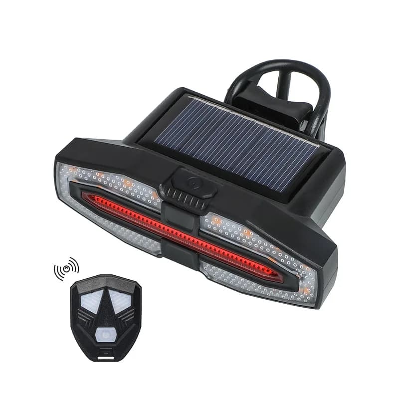 Upgrade New Waterproof Mountain Bicycle Rear Lamp LED Light Source Remote Control Solar Turn Signal Horn for Night Riding