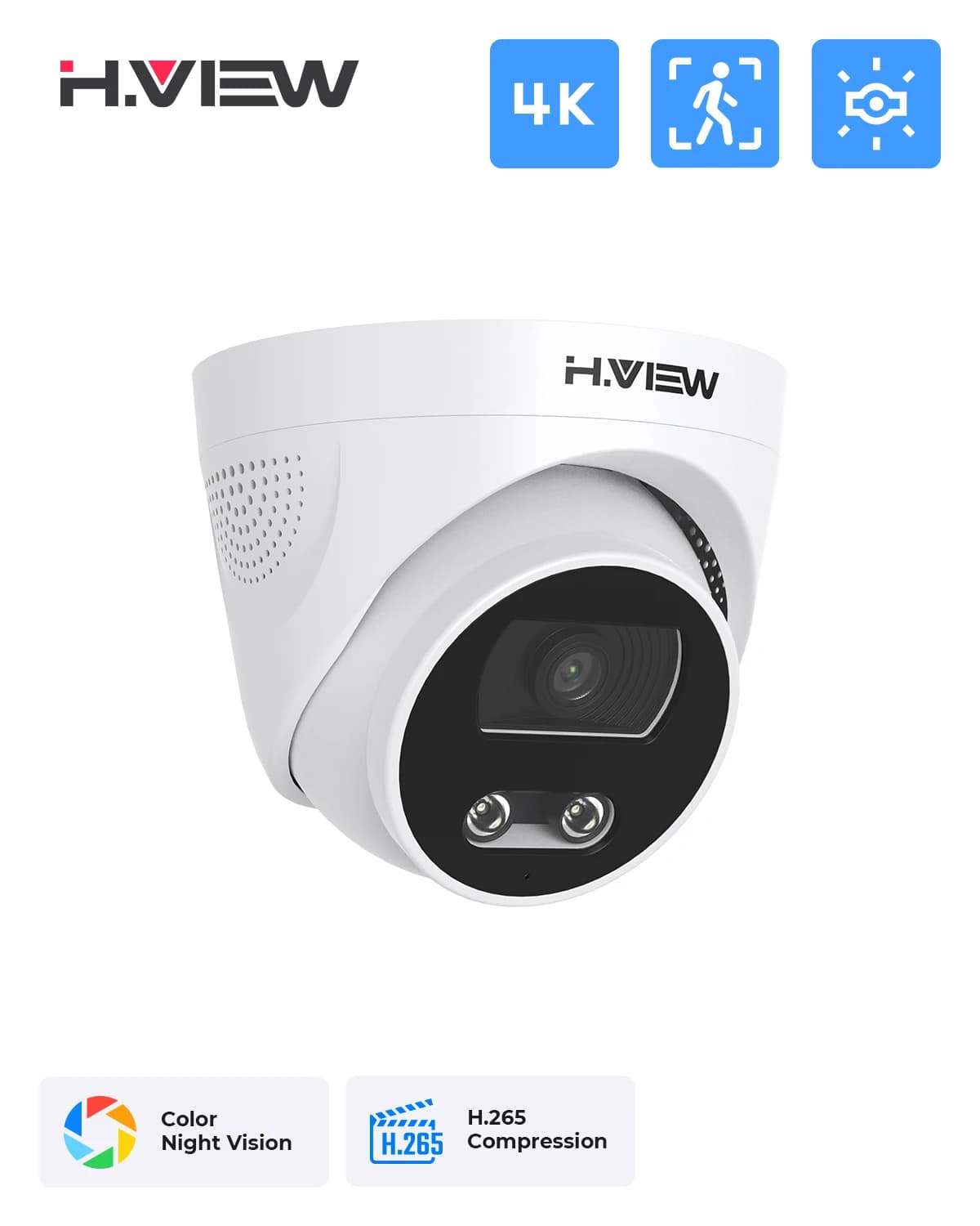 H.View 8Mp Poe Ip Camera Ai Face Detection 4K Cctv security camera External dome video surveillance audio recorder for system xmeye app Nvr