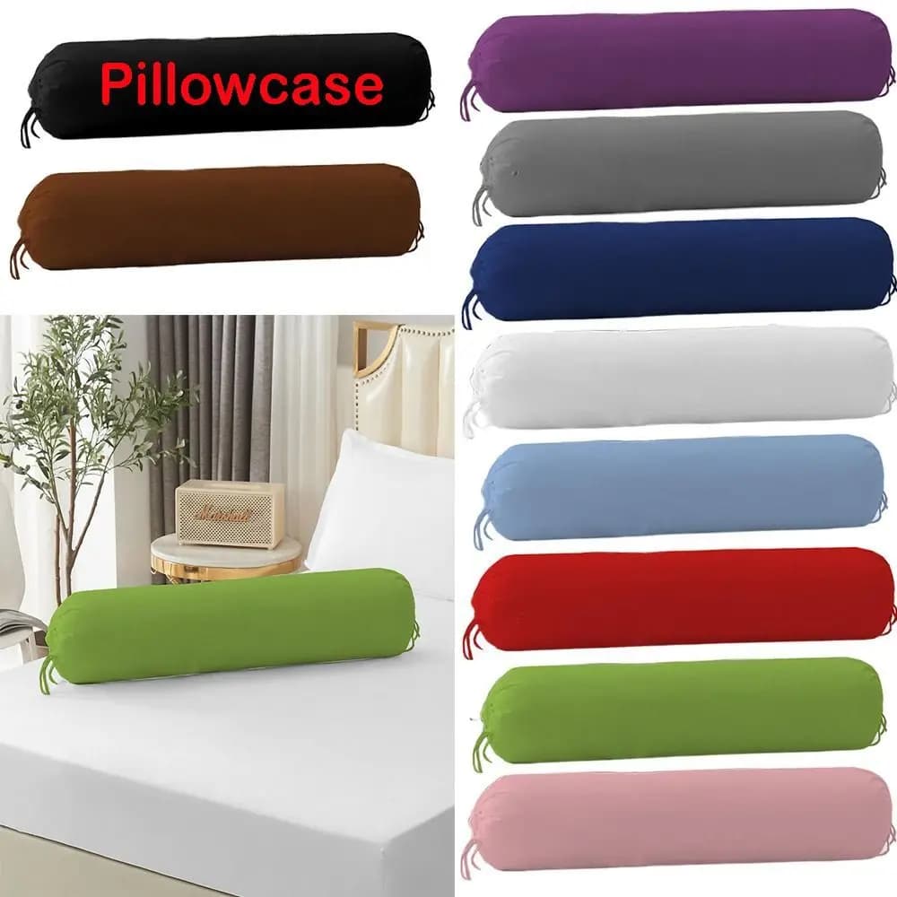 Solid Color Long Cylindrical Pillowcase Removable Washable Bedroom Neck Bolster Pillowslip Durable Household Pillow Case