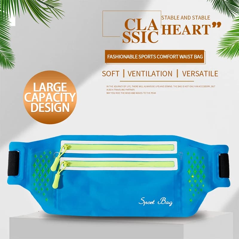 For 5.9-6.8 inch Phone Running Waist Waist Belt Water Resistant Sports Portable Rain Bag 2 Pockets Zipper Cover Funda