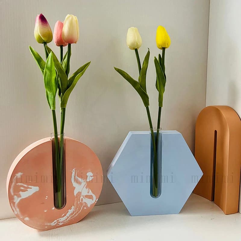 Provetta per piante idroponiche supporto per fiori stampo in resina epossidica per calcestruzzo contenitore per fiori grande staffa per provette idroponiche esagonale