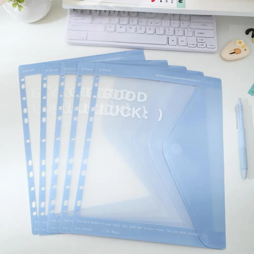 Simple Loose Leaf A4 File Folder Transparent 11-Hole Exam Paper Storage Bag Students Stationery File Bag Back To School Gift