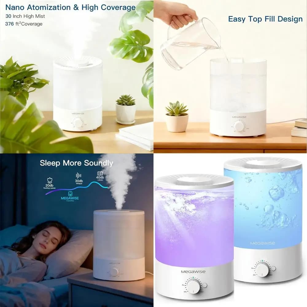 Confezione da 2 Umidificatori a Ultrasuoni da 3,5L con Caricamento dall'Alto, Diffusore di Aromi, Silenziosi, Luce Notturna, Spegnimento Automatico per Casa e Ufficio