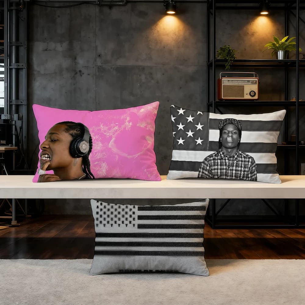 Rapper A-Asap R-Rocky Hip Hop Pillow Sheet Successful product Living room sofa Soft decorative cushion cover on two sides