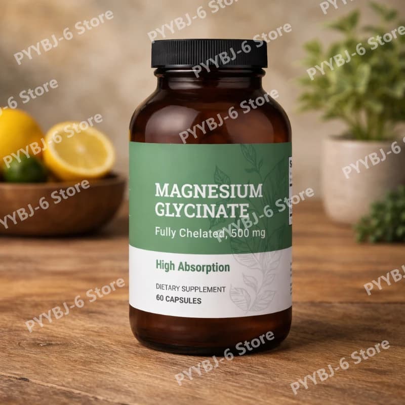 Glicinato di Magnesio 500mg (Fornisce 50mg di Magnesio Elementare) 60 Capsule Vegane Senza Glutine Non-OGM Integratore Alimentare per Adulti