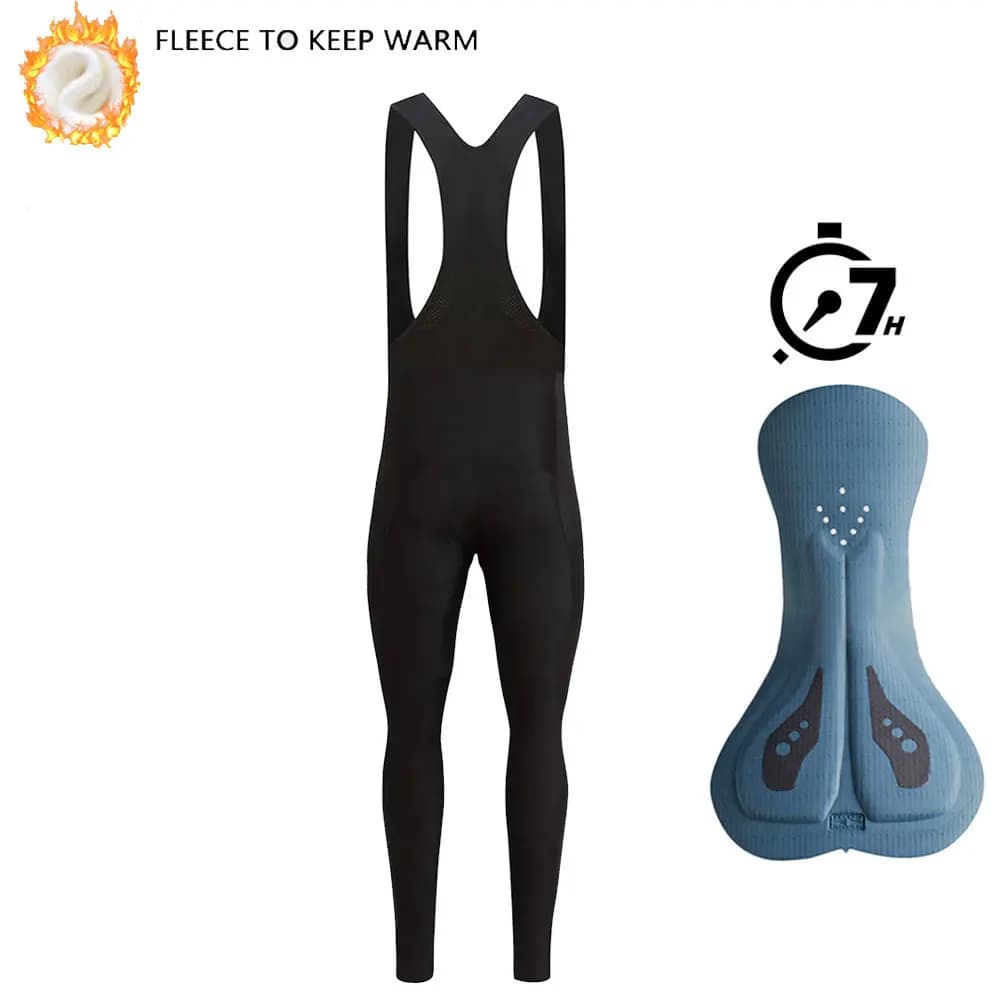 INTERFACCIA ELASTIC Black cycling pants padded in gel cycling pants with cycling straps in winter thermal fleece for men