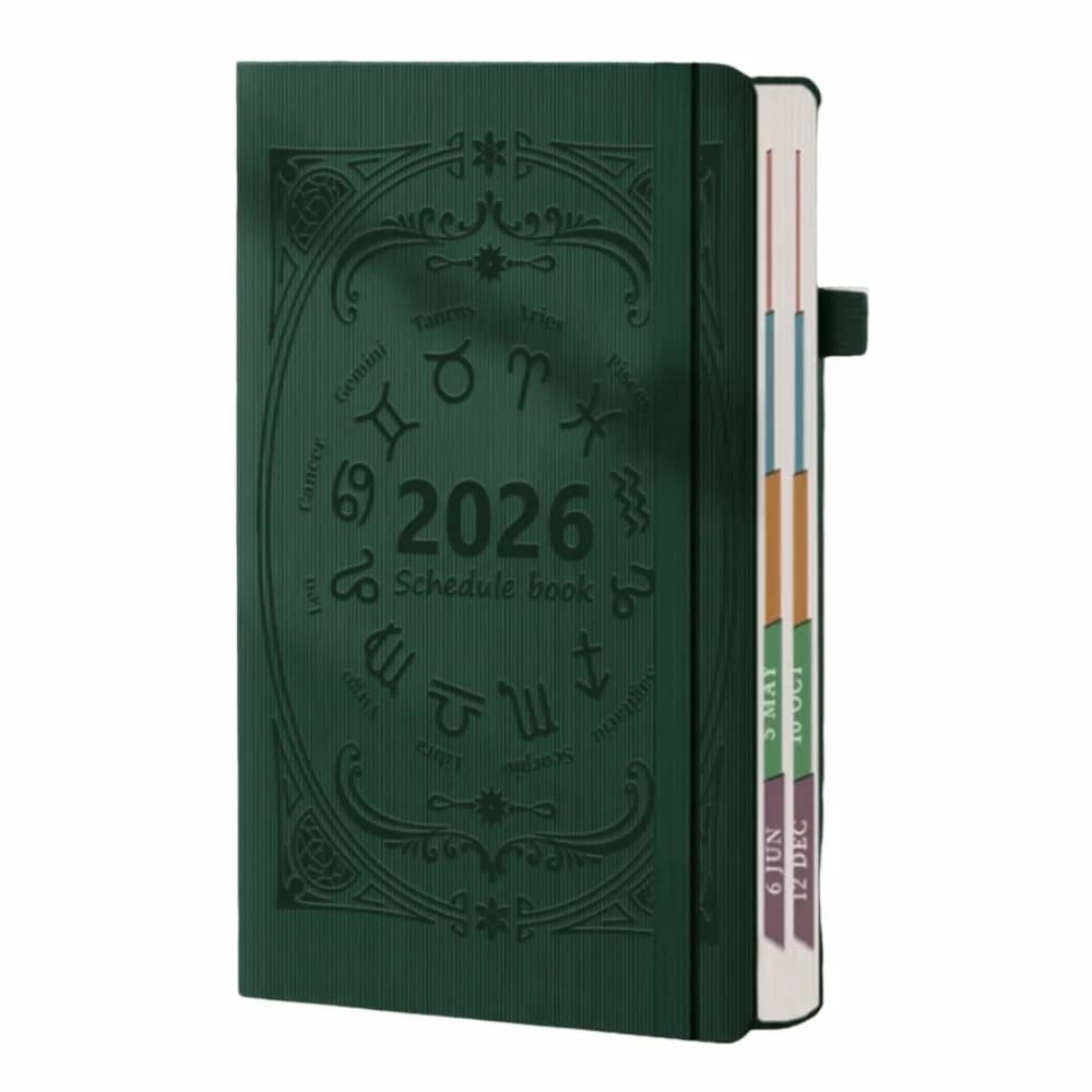 Agenda Planner 2026 in Inglese, Blocco Note 12 Mesi, Resistente all'Usura, Formato A5, Quaderno di Pianificazione con Segnalibro in PU Texturizzato